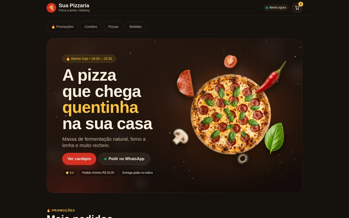 Site de pizzaria delivery